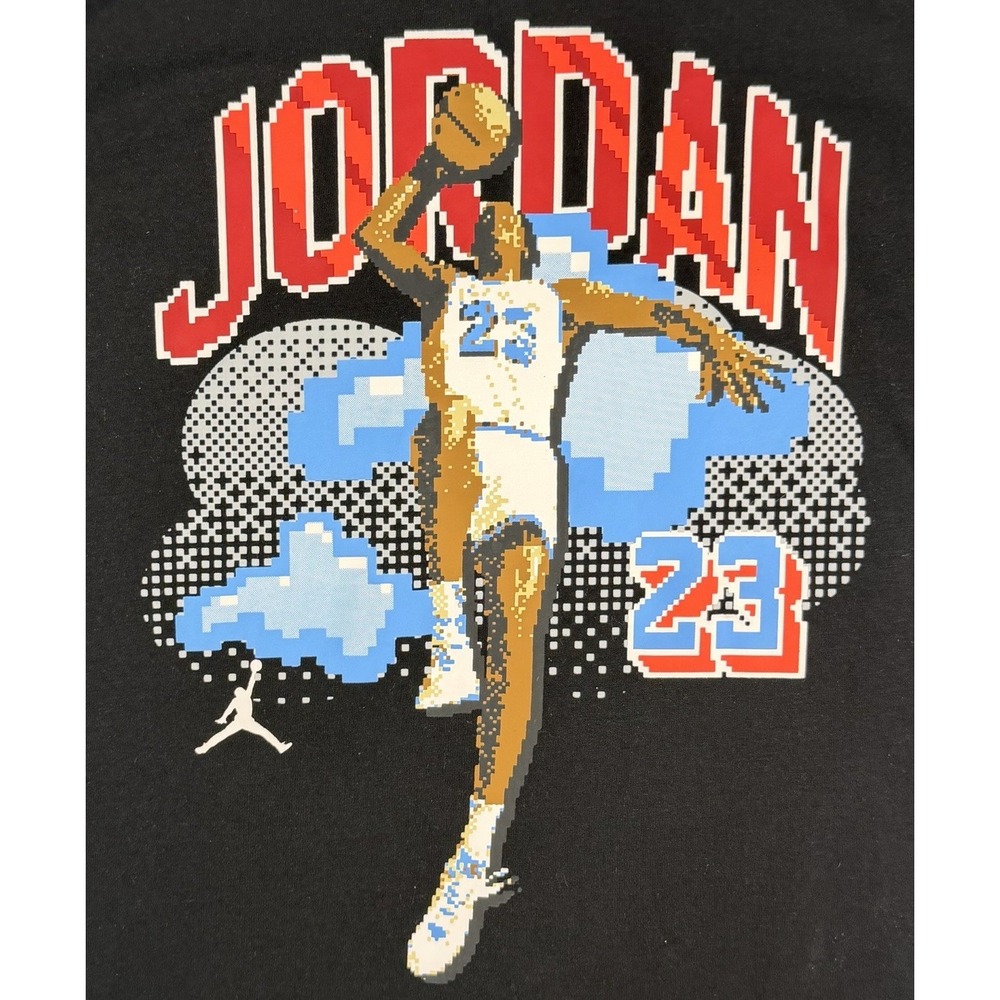 Air Jordan Air Digi Tee Pixel Basketball T-Shirt Boys Black Size Youth Large